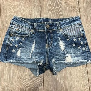 American Flag denim shorts